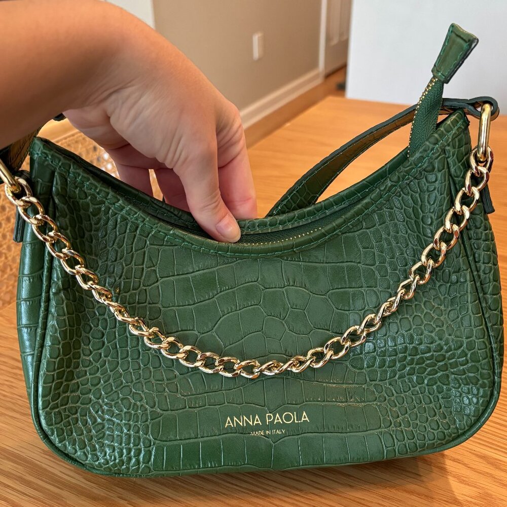 Anna Paola Croc-Finish Leather Crossbody Shoulder Bag | Made in Italy 🦎